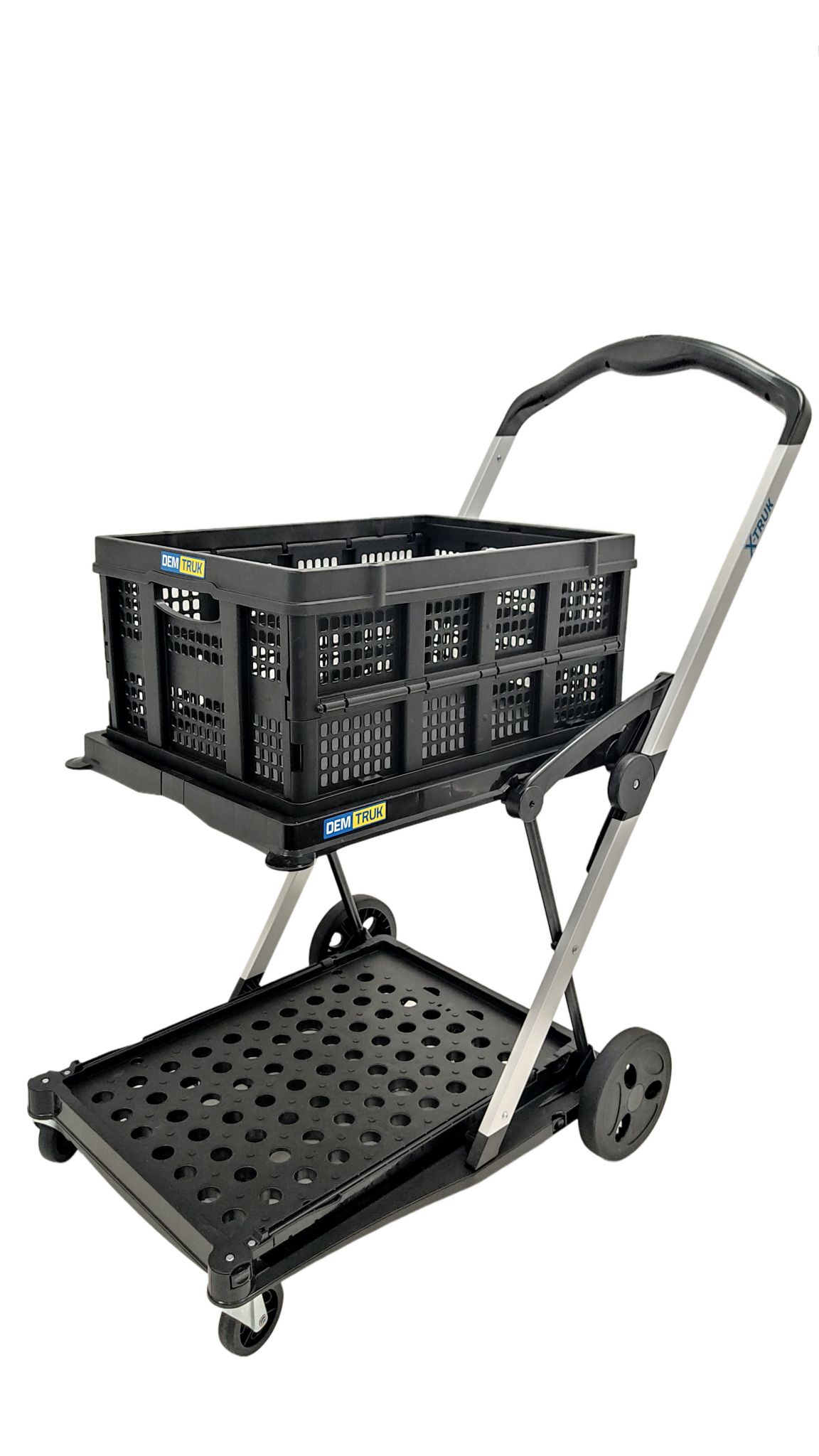 XTRUK FOLDING CART WITH 1 FOLDING STORAGE BASKET SalesMaker Carts